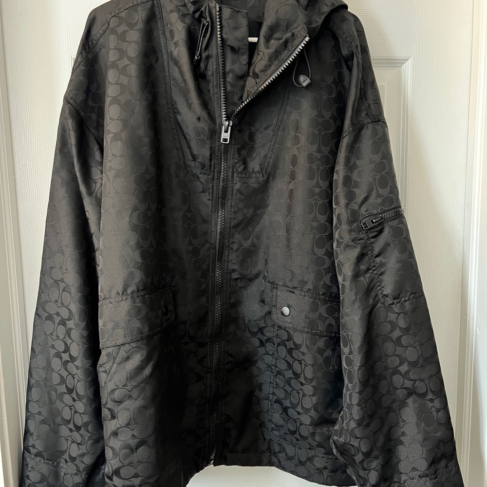 Coach Black Signature Print Windbreaker Jacket